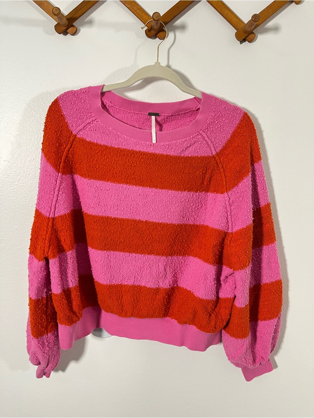Pink and Red Striped Women's Sweater